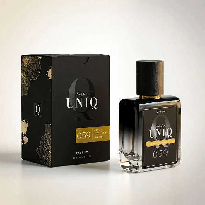 Francuskie perfumy Ambra UNIQ 059, kompozycja produktowa