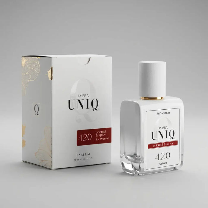 Francuskie perfumy Ambra UNIQ 420, kompozycja produktowa